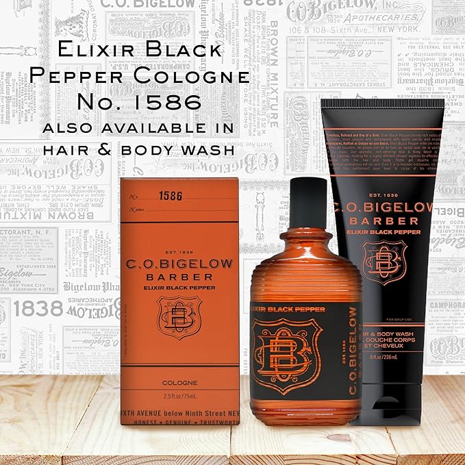 C.O. Bigelow - Elixir Black Pepper - No. 1586, 2.5 fl oz, Cologne for Men, Bourbon & Sandalwood Scented, Masculine, Refined, Long Lasting Mens Cologne