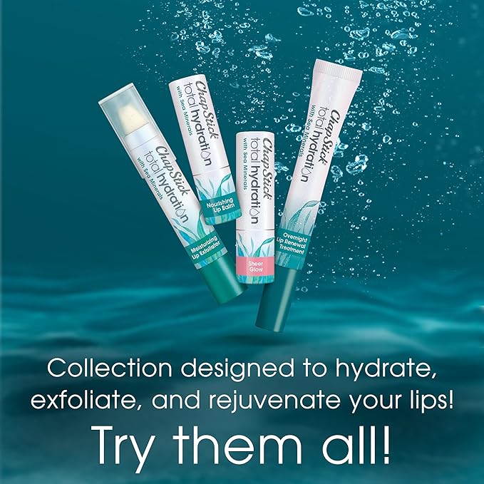 ChapStick Total Hydration Sea Minerals Gift Pack with Moisturizing Lip Exfoliator, Overnight Lip Moisturizer and Tinted Lip Balm - Pack of 3