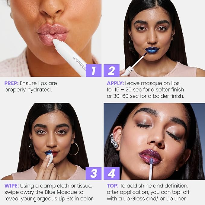 Wonderskin Wonder Blading All Day Lip Stain Peel Off Masque - Long Lasting, Waterproof and Transfer Proof Pink Lip Tint, Matte Finish Peel Off Makeup (Neon Rose Masque)