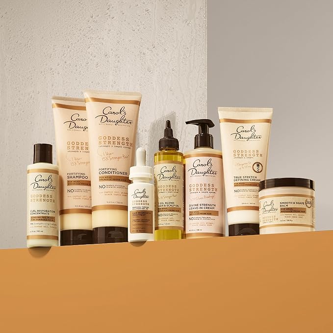 Carol's Daughter Goddess Strength True Stretch Defining Hair Cream For Waves, Coils and Curls, Curl Defining Cream with Castor Oil, 6.8 Fl Oz