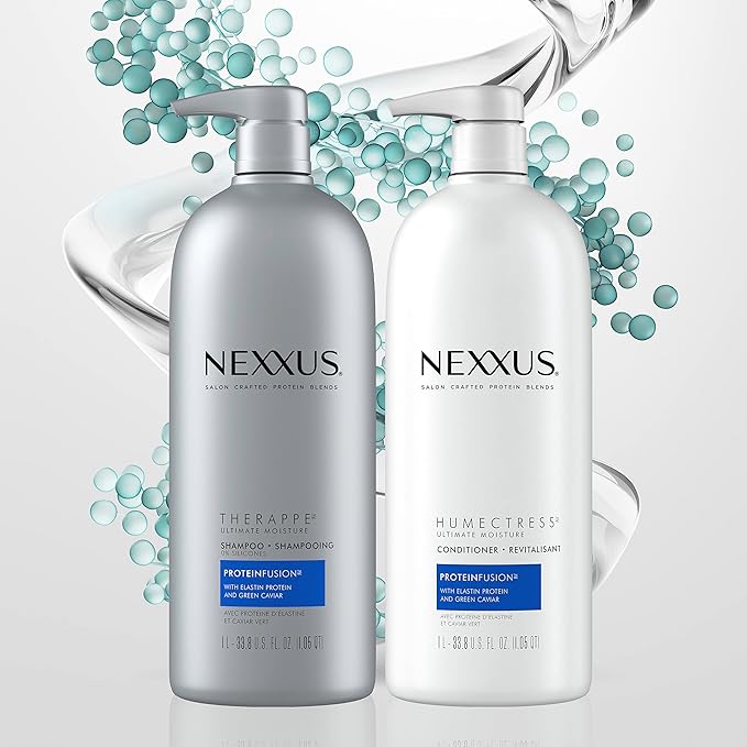 Nexxus Therappe Moisturizing Shampoo Ultimate Moisture for Dry Hair Silicone-Free, Moisturizing ProteinFusion with Elastin Protein and Green Caviar 33.8 oz