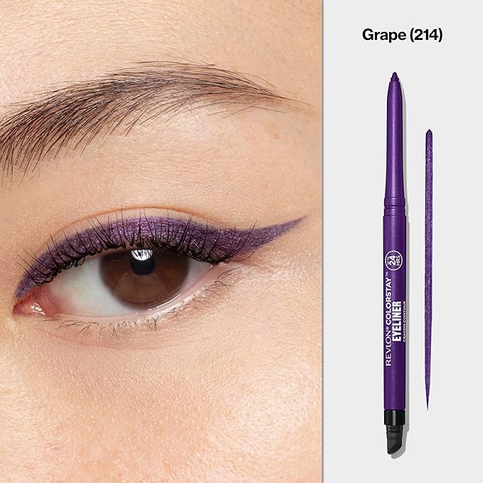 REVLON ColorStay Pencil Waterproof Eyeliner, Smudge-Proof, Eye Makeup with Built-In Sharpener, 214 Grape, 0.01 oz