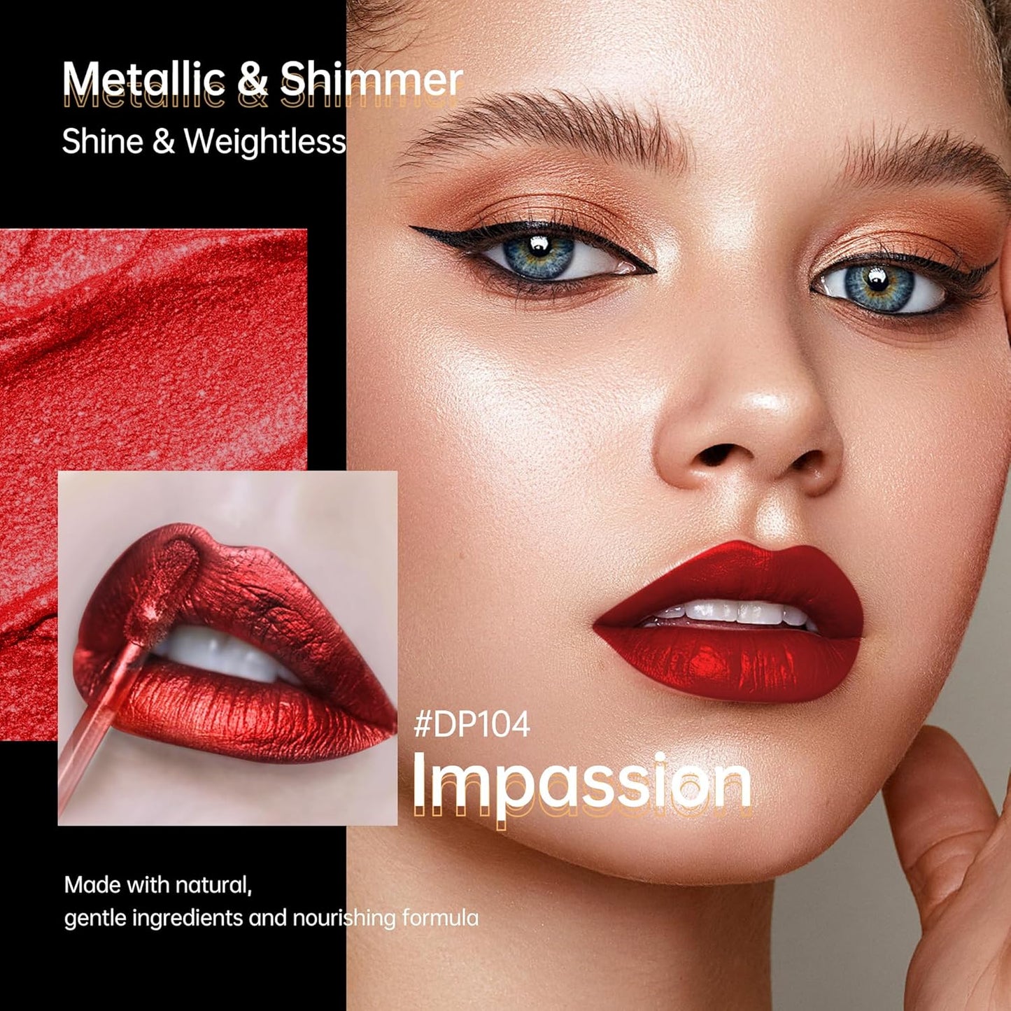 3Pc Lipsticks Set for Women Metallic Lipstick Long Lasting Dark Red Pink Burgundy Lip Gloss, Metal Shine Lightweight Hydrating Full Coverage Lip Color, DP101/104/108