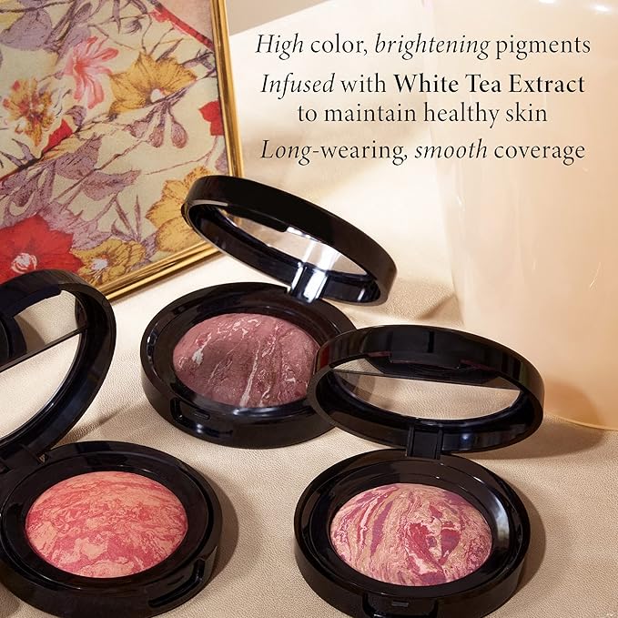 LAURA GELLER NEW YORK Baked Blush-n-Brighten Marbleized Blush for Cheeks - Tropical Peach - Natural Finish - Buildable Color