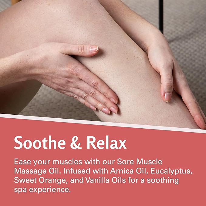 M3 Naturals Arnica Sore Muscle Massage Oil with Collagen, Stem Cells, and Menthol, Anti-Cellulite Therapy for Full Body, Fast-Absorbing Multipurpose Treatment