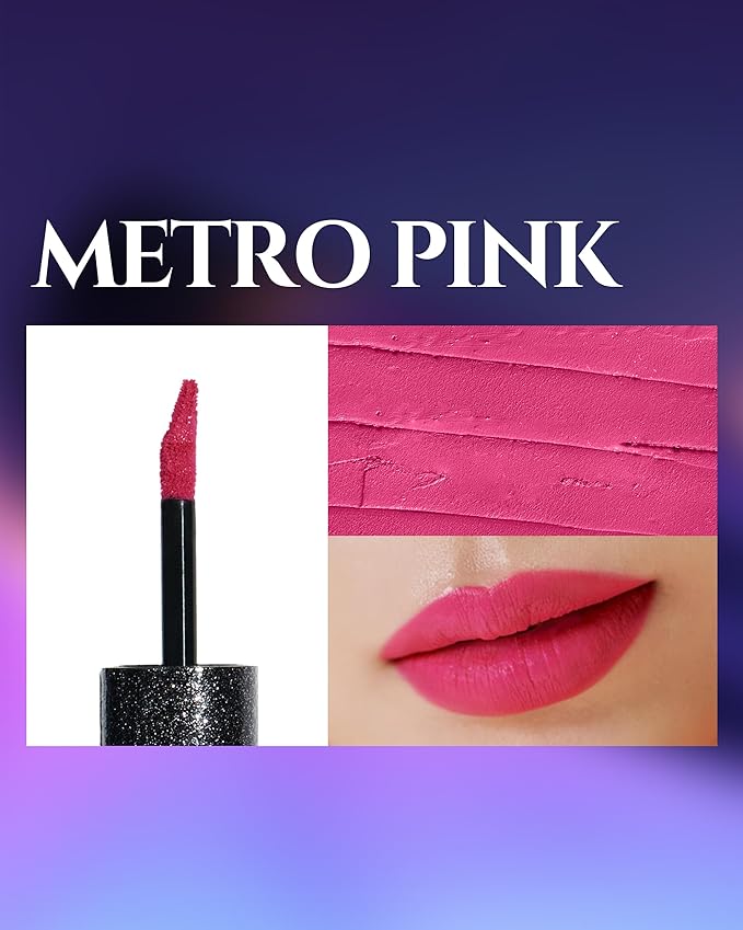 HEVVYMAKEUP Ultra Stay-On Lip Coloring Tint - Vibrant Matte Finish Lip Tint - Long Lasting Airy Weightless Lips with Perfect Fixing - Korean Lip Makeup, Metro Pink, 0.11oz.
