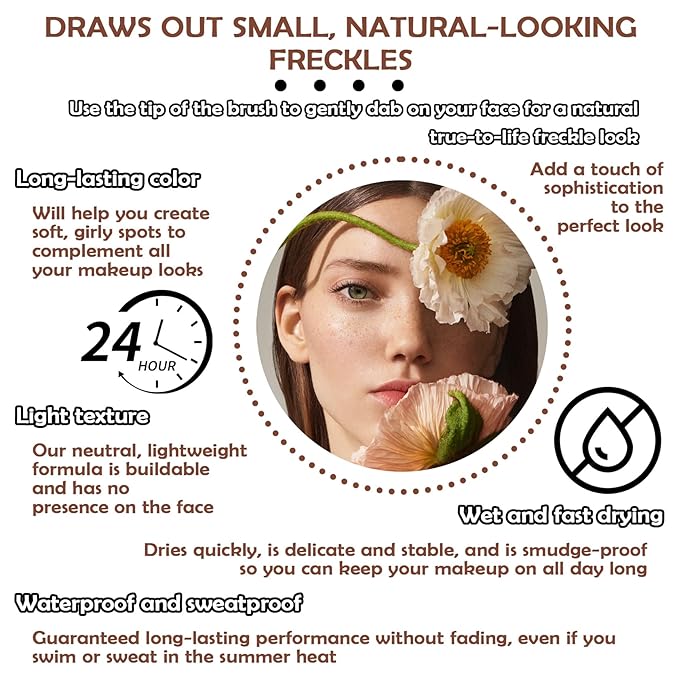 4 Colors Freckle Pen,Waterproof Freckle Makeup Pen,Lightweight Long Lasting Quick Dry Dot Spot Makeup Pen - Light Brown,Natural Coffee,Chestnut,Dark Brown