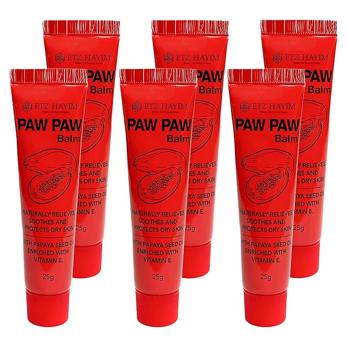 Paw Paw Ointment 25g - Pack of 6 Multi-Purpose Balm, for Lips, Skin, Hair, Cuticles, Nails and Beauty Finish. Made in Australia. Papaw enriched with vitamin E.
