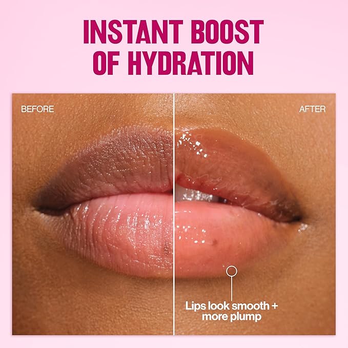 REVLON Super Lustrous Glimmer Lip Oil, Moisturizing & Tinted, Shiny Finish, Made with Plant-Based Squalane, 001 Candy Hearts, 0.13 fl oz