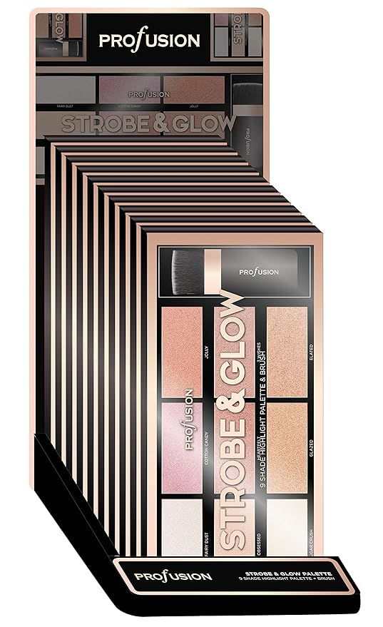 Profusion Cosmetics Professional Artistry Pro Strobe and Glow Highlight Palette Face Cheek Diamond Shimmer Glitter Highlighter Makeup Palette Powder iluminadores