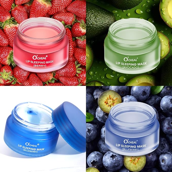 Moisture Collagen Booster Lip Sleeping Mask Sheet, Nourishing, Plumping and Hydrating Lip Balm, Blueberry Lip Mask, Day and Night Repair Lip Balm for Improves Dryness and Cracked (Blueberry)