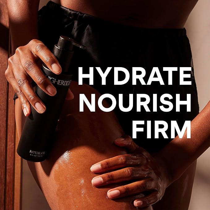 HigherDOSE Ritual Oil - Ayurvedic Daily Nourishing Body Oil for Dry Skin - Moisturizing Body Oil Enriched with Sea Buckthorn & Essential Oils to Deliver Nourished, Toned & Glowing Skin (5 Fl Oz)