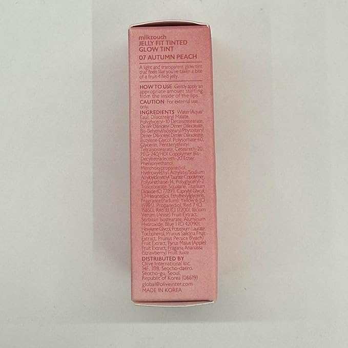 MILKTOUCH Jelly Fit Lip Tint (07 Autumn Peach) with Cooling Plumping Effect and Water-Based Non-Sticky Texture | Long Lasting Korean Beauty Lipstain Tinted Gloss Oil Brown K Makeup
