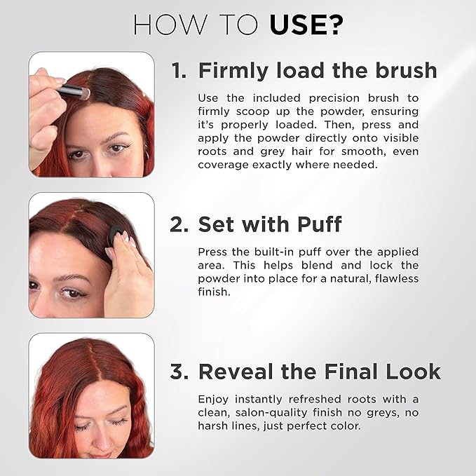 THICK FIBER Root Touch Up and Hairline Concealer for Thinning Hair Women - Water & Sweat Resistant Hair Loss Powder Set, Includes Brush (Red Brown)