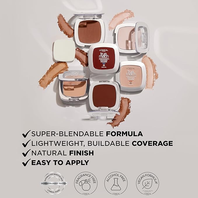L'Oreal Paris True Match Super Blendable Oil Free Powder Foundation, W10 Deep, 0.33 oz