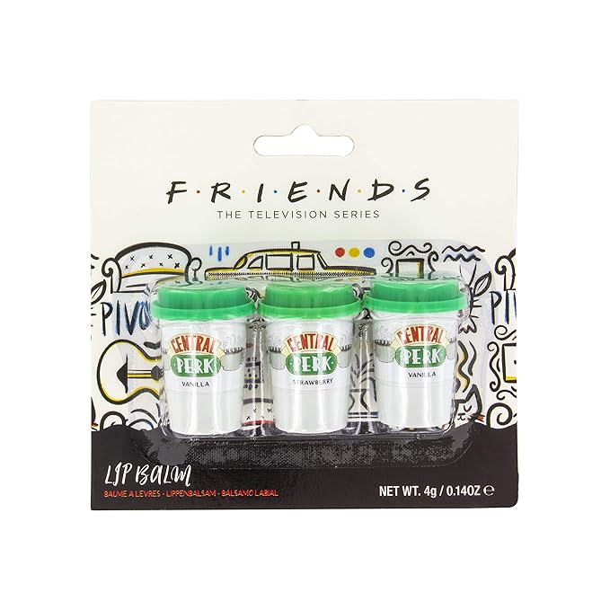 Central Perk Lip Balm - Set of 3 Flavored Chapsticks - Officially Licensed Friends TV Show Merchandise