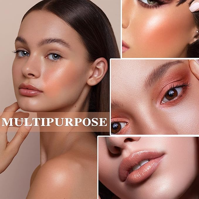 Cream Blush Stick with Brush,Waterproof Multi Cream Makeup Stick,Lightweight,Long-lasting,2 in 1 Multi Blush for Cheeks & Lip Tint & Eyeshadow Makeup(#03 Coral Orange)