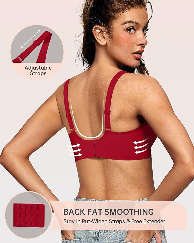 OEAK Womens Deep V Bras Wireless Comfortable Bra Supportive No Underwire Bras Tshirt Push Up Bralettes Plunge Seamless Bra