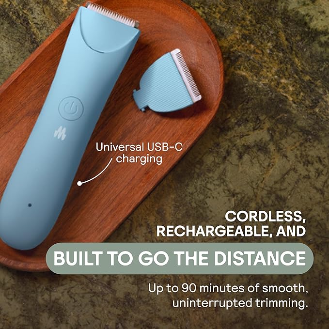 MERIDIAN Slimmer Trimmer – Electric Razor for Women, Bikini Line & Pubic Hair Trimmer, Rechargeable & Waterproof, Painless, Flawless Shave for Sensitive Skin, Gentle, Quiet & Travel-Friendly, Sage