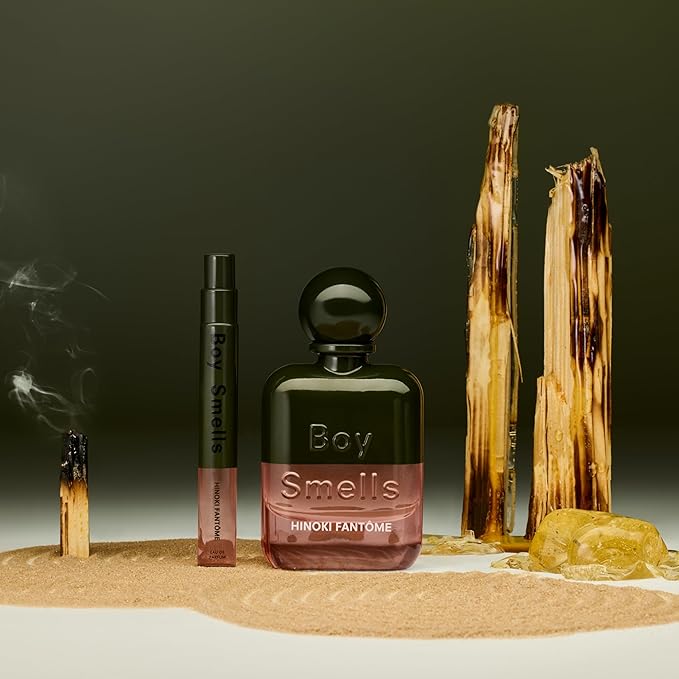 Boy Smells Hinoki Fantôme Travel Spray - Woody Spicy Perfume with Cardamom Cedarwood and Smoked Amber Notes - Long Lasting Fragrance Eau de Parfum Spray - 10ml
