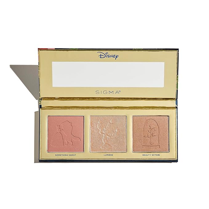 Sigma Beauty Cheek Palette – Disney’s Beauty and the Beast Pink Blush and Highlighter Makeup Palette - Smooth, Buttery Soft Pressed Powder with a Clean Formula and Long-Lasting Wear