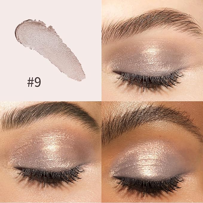 Eyeshadow Stick, Shimmer and Matte Cream Eye Shadow Brightener Sticks Eyeliner Pencil Crayon, Waterproof Long Lasting Eye Highlighter Stick Makeup,0.056 Oz(2PCS #6-Oyster+#9-Champagne)