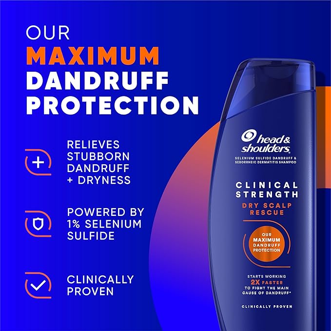 Head & Shoulders Clinical Strength Dandruff Shampoo and Conditioner Set, Dry Scalp Relief, Up to 100% Flake Protection, Selenium Sulfide Formula, 13.5 & 9.1 Fl Oz, 2 Pack
