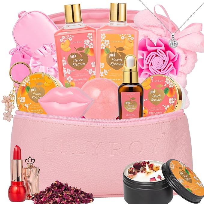 Mothers Day Gifts for Mom -20-Piece Luxury Bath & Body Gift Bath Gift Set for Women, Self Care Kit with Necklace, Diffuser & More | Perfect for Christmas, Birthday, Anniversary, Holiday Gift for Her