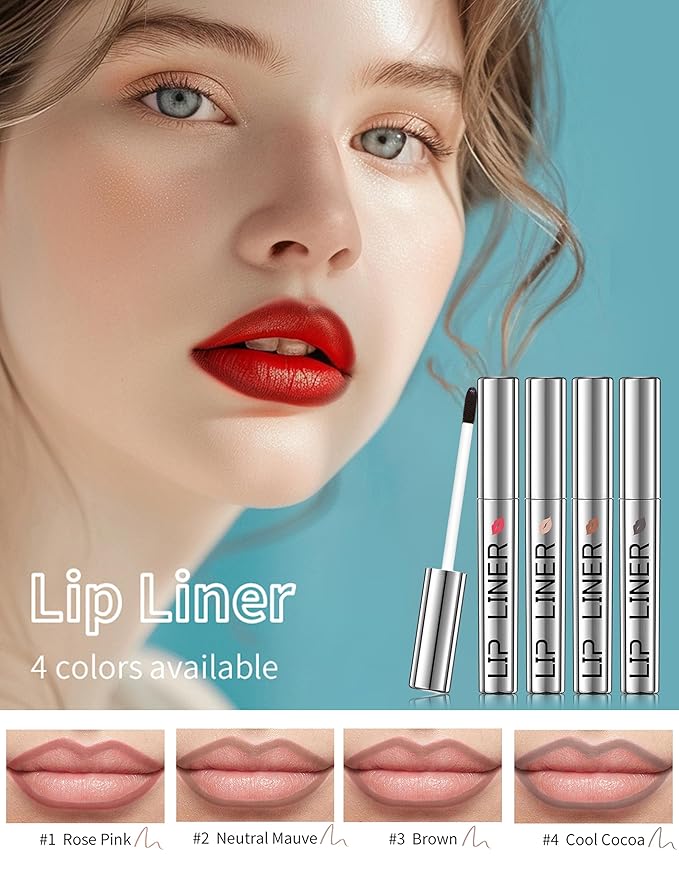 Erinde Lip Liner Peel Off Lip Stain, Long Wear Tattoo Lip Liner with Tweezer, Matte Peel Off Lipliner Stain, Long Lasting, Waterproof, Transfer-proof, Easy to Use & Natural Finish, Neutral Mauve