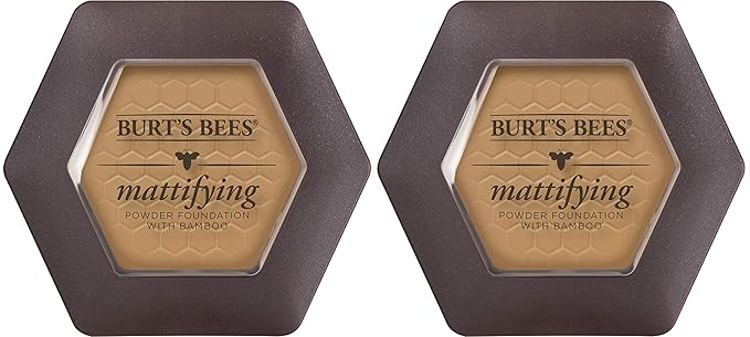 Burts Bees 100% Natural Mattifying Powder Foundation, Nutmeg - 0.3 Ounce (Pack of 2)