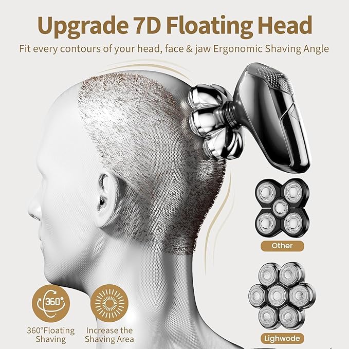 Head Shavers for Bald Men: 5-in-1 Electric Razor - IPX7 Waterproof Shaving Grooming Kit for Balder - Turbo Speed & Precision Blades (Gray Black)