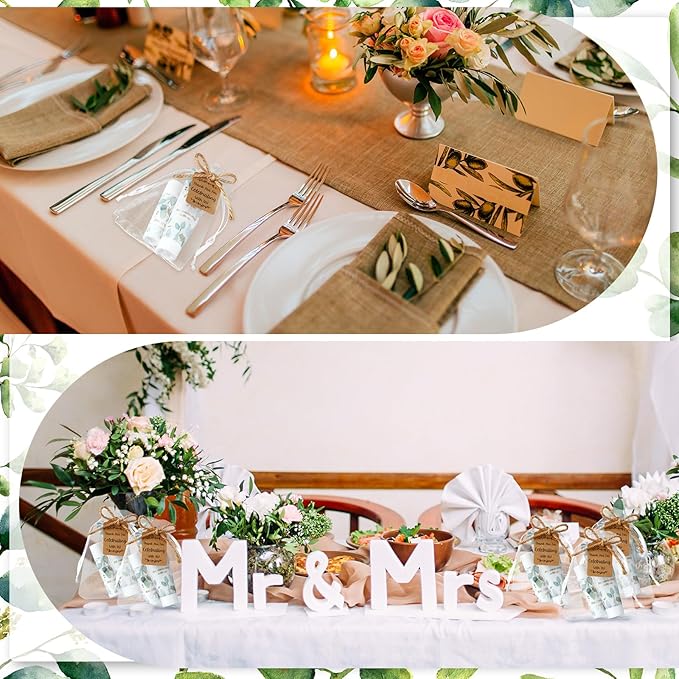 200 Pcs Baby Shower Wedding Party Favors Gift Set, 50 Pcs Baby Shower Hand Cream and 50 Lip Balm for Wedding Bridesmaid Guests Gift Supplies with 50 Organza Bag 50 Thank You Tag(Eucalyptus)