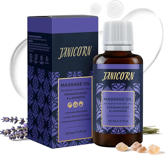 Frankincense & Lavender Botanical Massage Oil – Lightweight Face & Body Oil with Jojoba & Almond – Resin & Floral Aroma for Deep Massage, Fascia Release & Calming Rituals, 30ml (1.0 fl oz)