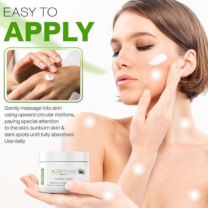 Organic Aloe Vera Lotion - Face & Body Moisturizing Cream with Natural Aloe Vera, Vitamin E Oil, Vitamin C, Retinol Cream, Shea Butter – Anti Aging Face Moisturizer for Women, Dry Skin (8 oz)