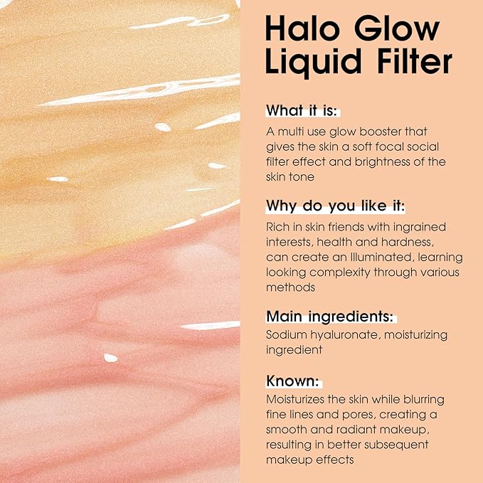 UCANBE Halo Glow Liquid Filter, Face Complexion Booster For Radiant Skin All Day Longwear, Soft-Focus Look Sodium Hyaluronate Vegan & Cruelty-Free - 0.91OZ Medium Tan