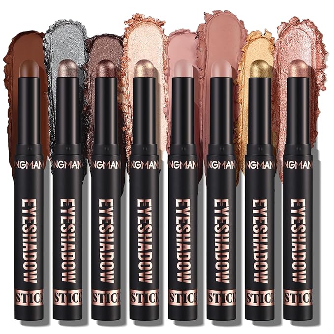 Jolilab Eyeshadow Stick Set, 8 Colors Matte Professional Bright-Colored Contouring and Highlight Eyeshadow Stick, Cream Waterproof Long Lasting High Pigmented Eye Shadow. (8, EYESHADOW B)