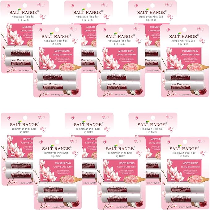 Salt Range Lip Balm, Formulated with Cherry & Shea Butter, Lip Moisturizer, Soothing and Hydrating, Deep Nourishing, Organic Chapstick - 12 Count (24 Pieces)