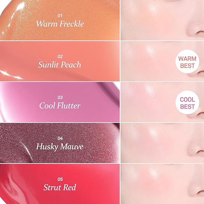 hince Dewy Liquid Cheek 6g Raw Glow Liquid Blush for Cheeks Vegan Dewy Cheek Tint Glass Skin Lightweight Liquid Blush Weightless Watercolor (COOL FLUTTER, LC003)