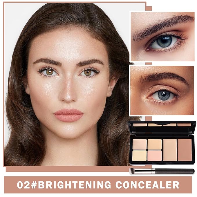 Color Corrector Palette Concealer Contour Palette Natural Brighten Long Lasting Highlighter Correcting Concealer Cream Foundation Palette For Flawless Skin Tone (Set B + Brush #270)