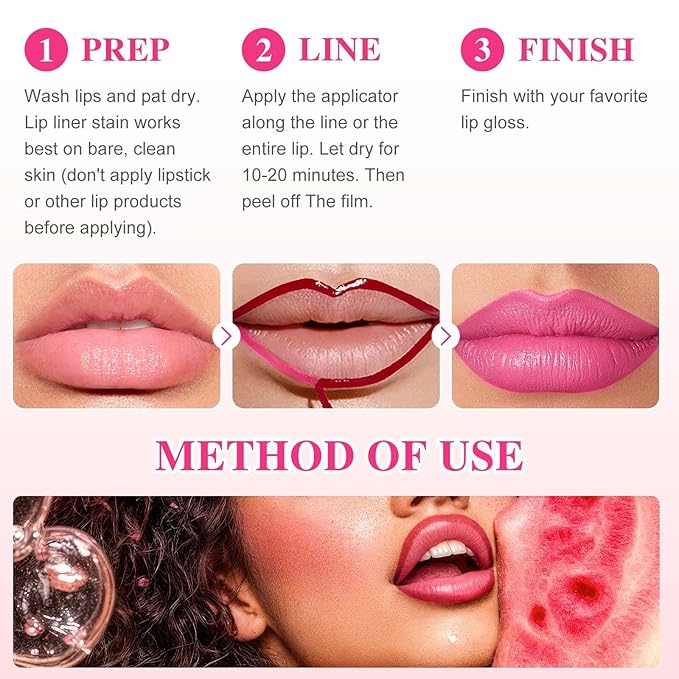 Lip Stain - Lip Stain Peel Off Long-Lasting with Matte Finish Waterproof & Transfer-Proof, Lip Liner Moisturizing & Nourishing Non-Stick Cup Highly Pigmented Color Lip Tint (02 Pink)