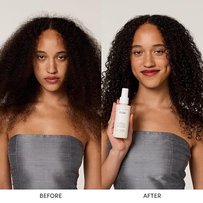 OUAI Leave In Conditioner & Heat Protectant Spray - Prime Hair for Style, Smooth Flyaways, Add Shine and Use as Detangling Spray - No Parabens, Sulfates or Phthalates (1.5 oz)