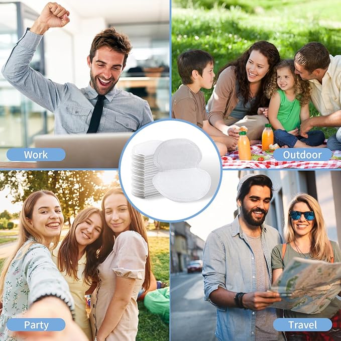 Armpit sweat pads, Underarm Sweat Pads - 120 Pack | Disposable, Ultra-Absorbent & Invisible | Anti-Sweat Pads for Men & Women | Stay Fresh & Dry All Day | Comfortable & Hypoallergenic (White, L)