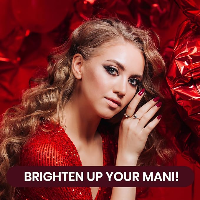 Beetles Red Gel Nail Polish Set with Top Coat, 6 Colors Popular Shimmer Red Burgundy Gel Polish Kit Nail Art Design Soak Off Uv LED Minicure DIY Home Gifts for Women