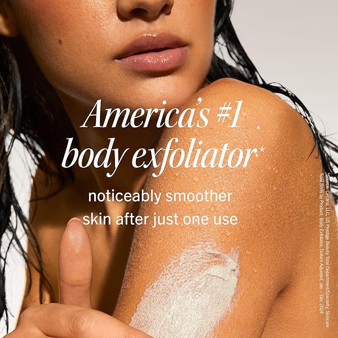 First Aid Beauty KP Bump Eraser Body Scrub Exfoliant for Keratosis Pilaris with 10% AHA – 8 oz + Bonus 1 oz Travel Size Tube