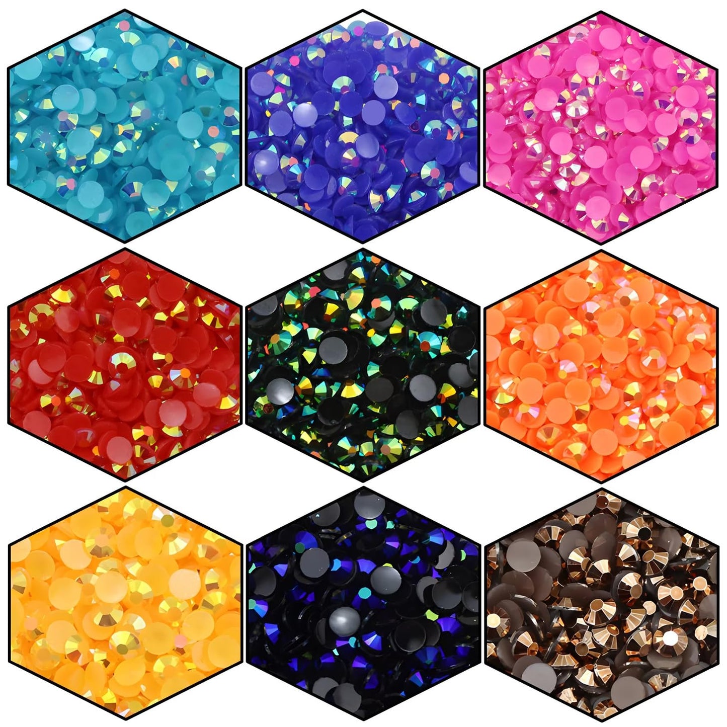 4500 Pcs SS6 2mm AB Flatback Rhinestones for Nails Art Crafts Glitter Round Shine Gems Crystals DIY Clothes Shoes （Black-Bottom RoseRed AB）