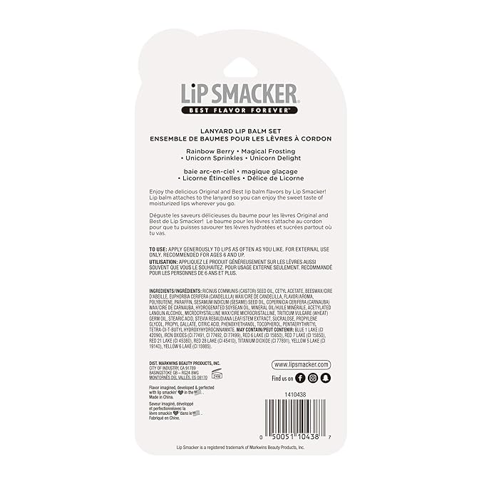 Lip Smacker Flavored Lip Balm Set With Lanyard, Unicorn, Lip Care to Moisturize Dry Lips