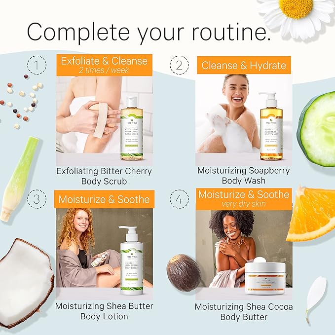 Tree to Tub Shea Body Butter for Dry, Extremely Dry, Sensitive Skin - Moisturizing Body Cream for Women & Men, Hydrating Body Lotion Moisturizer w/Vitamin C, Organic Cocoa, All Natural Citrus Scent