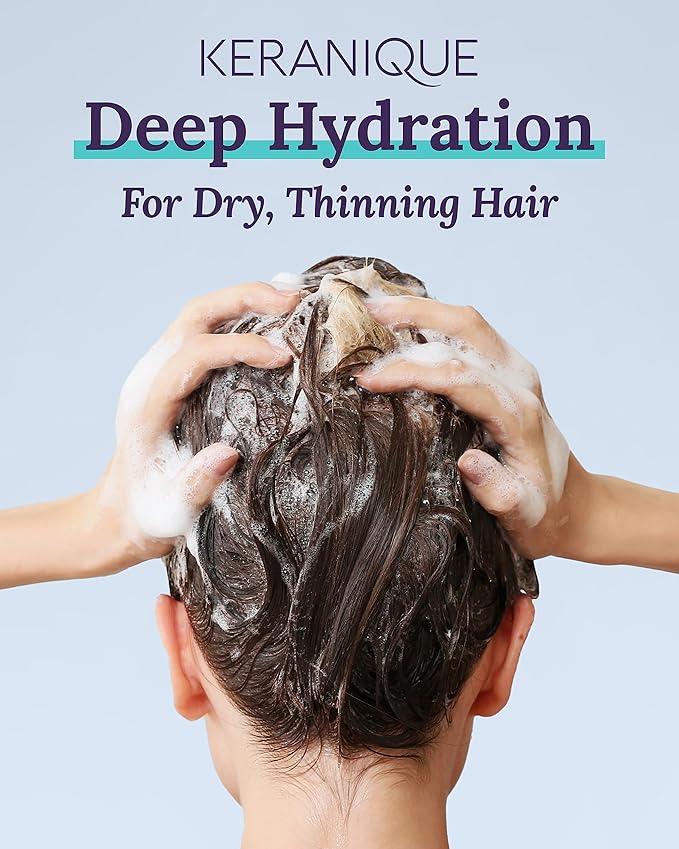 Keranique Hydrating Shampoo and Conditioner Set - Deep Hydration Hair Shampoo and Conditioner for Repairing Natural Moisture with Keratin - Sulfate-Free Intense Hydrator for Dry, Thin, Damaged Hair