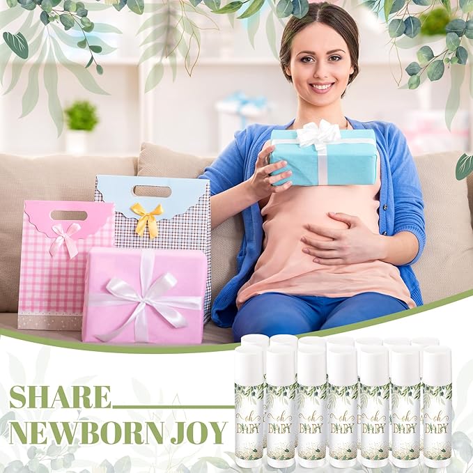 40 Pieces Lip Balm Bulk Baby Shower Jasmine Lip Balm Favors Floral Moisturizing Lip Balm for Women Children Men Girl kids Gender Reveal Favors Gift Baskets (Leaves)