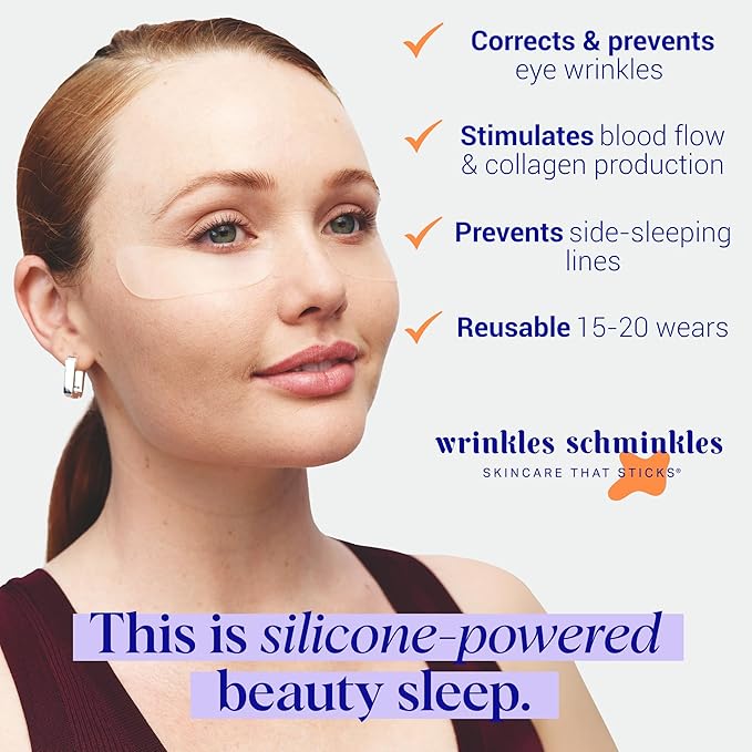 Wrinkles Schminkles Under Eye Wrinkle Starter Pack - Set of Reusable Under Eye Wrinkle Patches (3 pairs) + Silicone Patch Cleanser (2 oz) for Smoother Under Eyes & Fresh Look